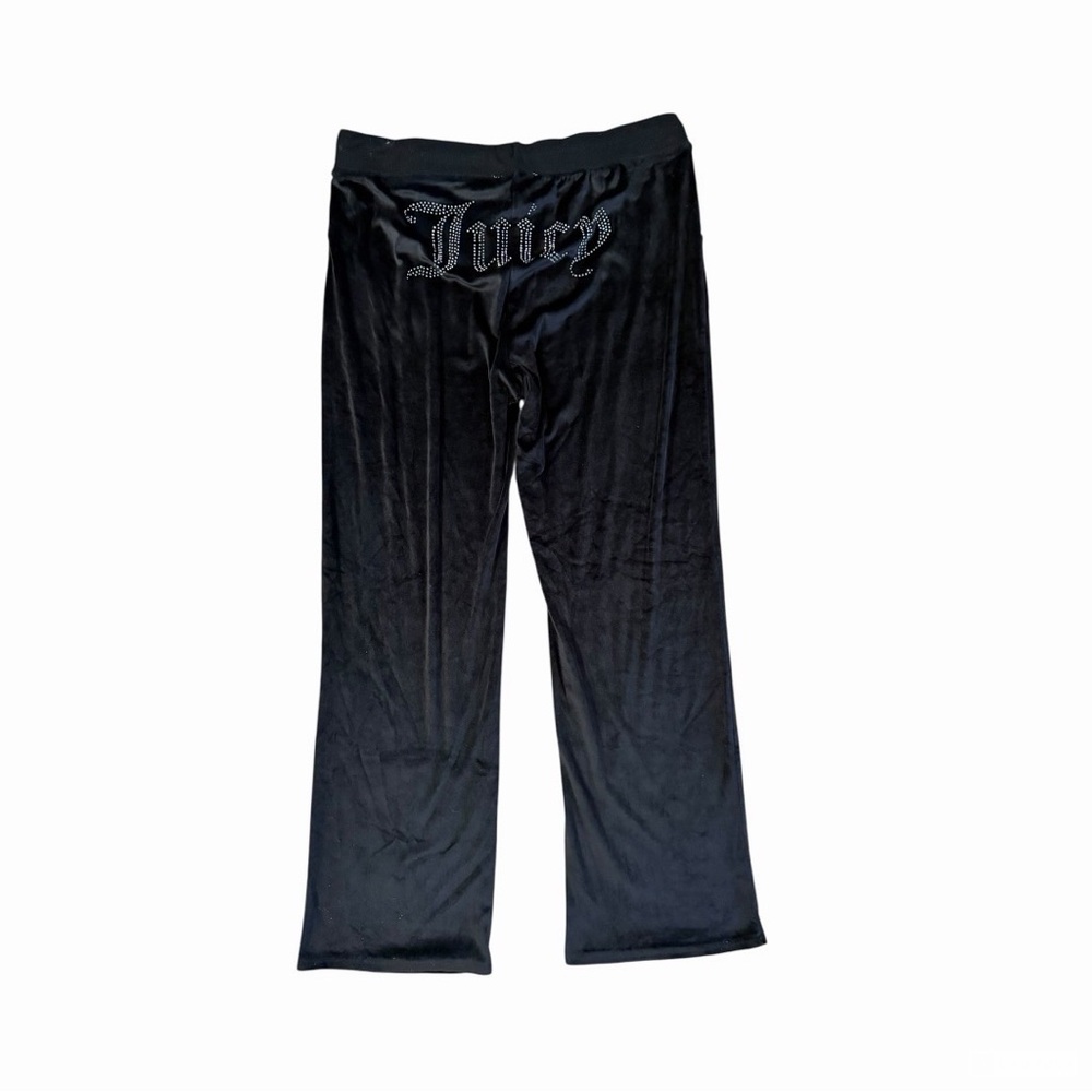Juicy Couture Black Velour Pajama Pants with Rhinestone 'Juicy' Back Logo